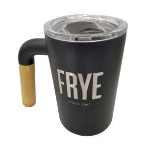 FRYE X Welly Bottle 12oz Wide Mouth Insulated Steel & Bamboo Travel Mug Black